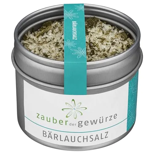 Zauber der Gewürze Bärlauchsalz, Bärlauch-Salz, verfeinert Fleisch-, Gemüse- oder Kartoffelgerichte, Nudelsaucen, Dips, Dressings und herzhaften Quark, Top-Qualität in Aroma-Dose, 65 g