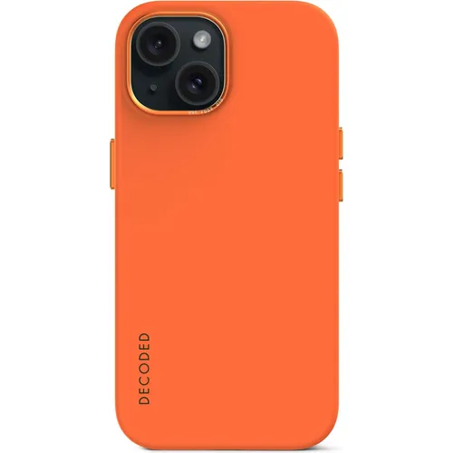 Decoded AntiMicrobial Silicone Backcover für iPhone 15 in orange von DECODED