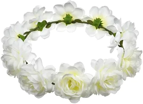TTPSRY Blumenkranz Haar Blumenkranz Künstliche Blumen Krone Braut Bohemian Floral Girlande Stirnband Haarband für Geburtstag Party Hochzeit Braut und Brautjungfer (Beige)