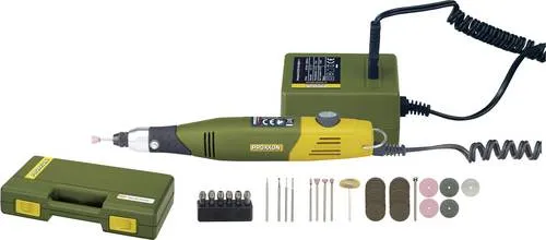 Proxxon Micromot 60 E - Multifunktionswerkzeug mit 40W, 34-teiligem Zubehör-Set und praktischem Koffer, ideal für präzises Arbeiten mit Kühlflüssigkeit