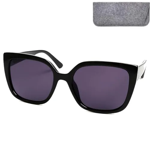 Mini Brille Stylisch Schmetterling Sonnenbrille Damen ohne Sehstärke, Oversize Kunststoff Brillengestell und großen Gläsern, Gratis Etui, Retro Sonnenbrille