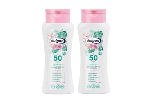dulgon 2x Sonnenlotion Ultra Sensitiv LSF 50 200ml - Sonnencreme ohne Octocrylene - Schutz vor UVA & UVB - Sonnencreme 50 wasserfest, vegan & mikroplastikfrei - Sonnenschutz Creme 50, Sonnenschutz 50