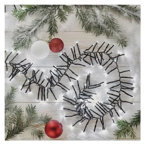 EMOS LED-Lichterkette Cluster kaltweiß 7,2m - Weihnachtsbeleuchtung mit 960 LEDs, ideal für stimmungsvolle Dekoration. 8 Lichtmodi und 5m Zuleitung bieten Flexibilität für Innen und Außen.