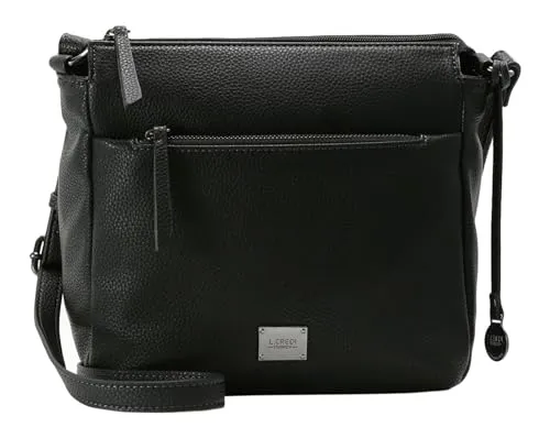 L.Credi Damen Budapest Umhängetasche, Schwarz - Umhängetasche mit zeitloser Eleganz und qualitativ hochwertigen Materialien. Organisiertes Hauptfach für Wertsachen und ein bequemer Schulterriemen für angenehmes Tragen. Maße: 25 x 23 x 9 cm.