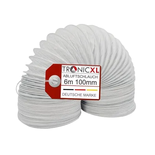 TronicXL PVC Abluftschlauch Ø 100 / 102mm 6m für Trockner 100er Klimaanlage Dunstabzugshaube Wäschetrockner Grow Schlauch für Abluft Ablufttrockner 100mm Trocknerzubehör