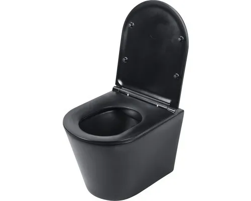 Produktbild Differnz Wand-WC Set WC Tiefspüler ohne Spülrand schwarz matt mit WC-Sitz 38.500