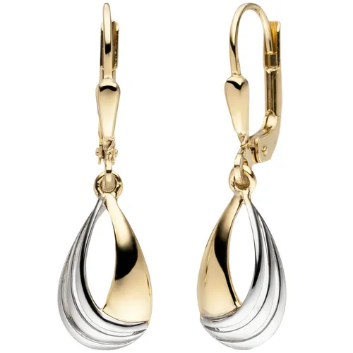 Ohrhänger Tropfen aus 333 Gold Gelbgold bicolor Ohrringe Brisur Ohrschmuck