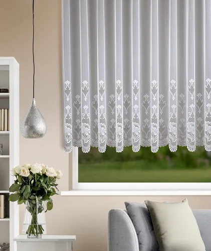 HOMING Gardine Sophie, Kräuselband, halbtransparent - Eleganter Fertigschal in Weiß (450 cm x 145 cm), aus pflegeleichtem Polyester, ideal für stilvolle Fensterdekoration.