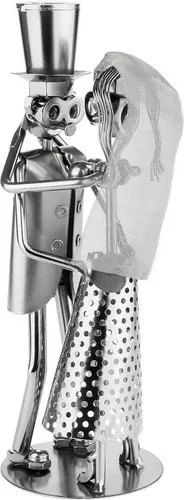 BRUBAKER Schraubenmännchen Hochzeitspaar - Handgefertigte Deko Figur für Hochzeiten - Sammlerfigur aus hochwertigem Metall, handgefertigt und einzigartig, perfekt als romantisches Geschenk für Hochzeiten oder Jahrestage.