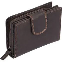 GlücksNugget Leder Geldbörse Damen HUNTER, dunkelbraun - Elegante Damenbörse mit 8 Kreditkartenfächern und geteiltem Kleingeldfach. Praktische Aufteilung für eine übersichtliche Organisation, ideal für den täglichen Gebrauch.
