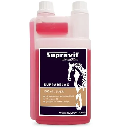 Supravit SupraRelax - Flüssiges Magnesium mit B12 für Pferde, 1l Dosierflasche - Hochwertiges Ergänzungsfuttermittel für Pferde: Flüssiges Magnesium mit Vitamin B12 zur Unterstützung der täglichen Fütterung. Ideal für Training und Transport, einfach zu dosieren und flexibel anpassbar.