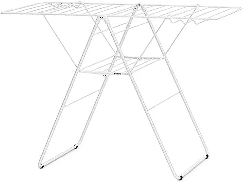 Brabantia HangOn 20m Trockengestell - Wäscheständer mit 20m Trockenfläche, ideal für große Wäscheladungen. Verfügt über 6 Haken für Kleiderbügel und ist platzsparend, umweltfreundlich und mit 5 Jahren Garantie.