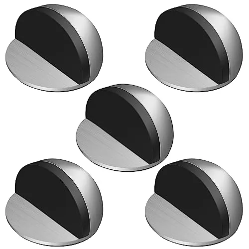 Nutabevr 5 Stück Türstopper Boden Edelstahl,Schwerer Türstopper Boden Selbstklebend mit Gummipuffern, Door Stopper für alle Hartböden zum Schutz von Türen, Kinderzimmer, Balkontür, Wänden und Möbeln