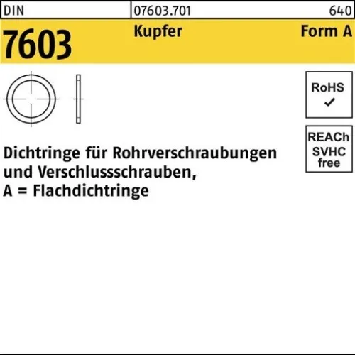 100er PACK(Stk)  007603720011014150 Flachdichtring DIN 7603 10 x14 x1,5 Kupfer
