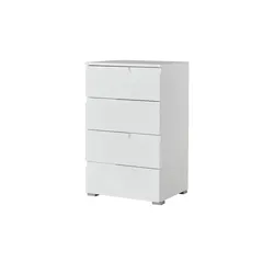 Kommode Palermo, weiß - Moderne Kommode mit Hochglanzfront, bietet großzügigen Stauraum in vier Schubladen. Ideal für stilvolle Wohnräume.
