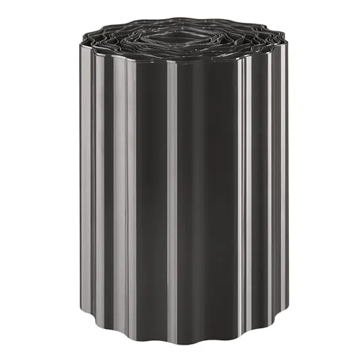 Rasenkante 30cm hoch 9m lang Grau Anthrazit Beeteinfassung Beetumrandung Rasenbegrenzung Mähkante Krötenzaun PET-Folie flexibel wetterfest Gartenabgrenzung Raseneinfassung Rolle