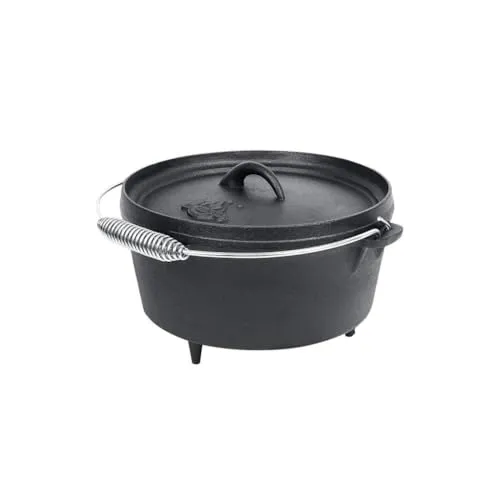 El Fuego Dutch Oven 5,64 L, schwarz - Dutch Oven aus massivem Gusseisen, ideal für schmackhafte Gerichte mit Standfüßen und Deckel mit hoher Randlippe für optimale Hitzeverteilung.