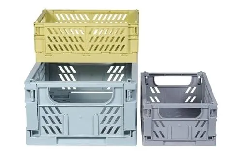 Kindsgut Klappkisten-Set, faltbare Aufbewahrungs-Box aus Kunststoff, mehr Ordnung in dezenten Farben und schlichtem Design, stapelbar, Ella