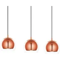 EGLO Pendelleuchte Rocamar – 3-flammige Hängelampe in Kupfer und Glas - Moderne 3-flammige Pendelleuchte aus Metall und klarem Glas, ideal als Esstischlampe oder Wohnzimmerlampe. Dimmbar, passend für E27 Leuchtmittel bis 40 Watt.