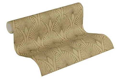 Livingwalls Vliestapete New Walls Tapete 50's Glam Art Deco Optik 10,05 m x 0,53 m metallic braun beige Made in Germany 374272 37427-2