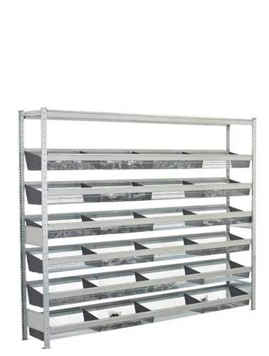 SCHULTE Lagertechnik Steckregal Weitspannregal WS 2000 mit Gitterkörben 2000 x 2000 x 400 mm, 6 Ebenen Gitterkörbe à 210 kg + 1 Ebene Stahlböden à 400 kg Fachlast