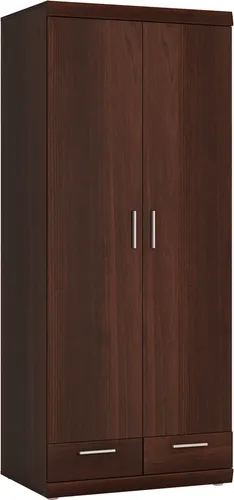 Kleiderschrank 80 cm mit 2 Türen Nussbaum IMPERIA-129 - Eleganter Garderobenschrank im zeitlosen Nussbaum-Design, ideal für stilvolle Wohnräume. Mit praktischen Schubkästen und hochwertiger Verarbeitung bietet er viel Stauraum und ist vielseitig kombinierbar.