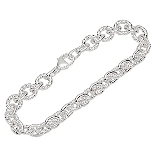 NKlaus Armband 925 Sterling Silber 19cm Ankerkette glatt Damen Kettenarmband exquisit 12117