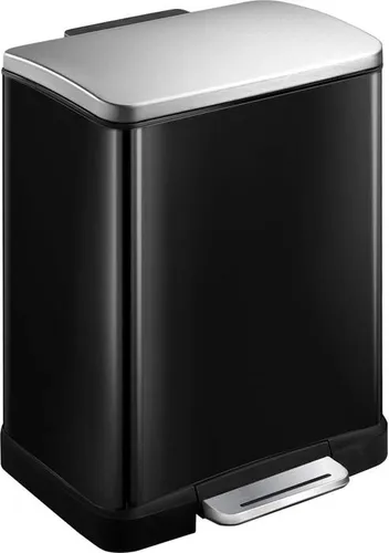 EKO E-Cube Treteimer 20 Liter - Edelstahl Schwarz Matt - Eleganter Mülleimer mit 20 Litern, extra breitem Pedal und dämpfendem Deckel für komfortable Nutzung. Ideal für stilvolle Küchen und Büros.