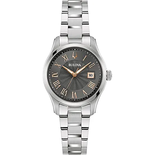 Bulova Damen Analog Quarz Uhr mit Edelstahl Armband 96M164