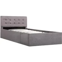 vidaXL Stauraumbett Hydraulisch Taupe Stoff 90×200 cm - Stylisches Einzelbett mit Stauraum und hydraulischem Anhebemechanismus für müheloses Verstauen. Ideal für platzsparendes Wohnen und modernes Schlafzimmerdesign.
