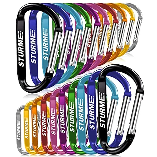 STURME 20 Stück 6,9 cm Karabiner-Clip Langlebige Karabinerhaken Kleiner Karabiner Aluminium D-Clip für Angeln, Wandern oder Reisen