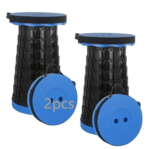 HVDHYY 2pcs Klapphocker Faltbarer Hocker Tragkraft 215kg/470pound Teleskophocker 7 Einstellbare Höhen, Campinghocker Blau für Reisehocker Outdoor Garden Angeln BBQ Drinnen Küche Camping