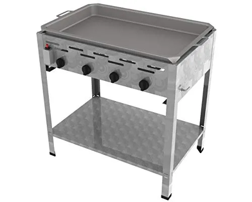 ChattenGlut Professional Gastrobräter 4-flammig Standgerät Edelstahl Stahlbrenner für Flüssiggas 810x530x800 mm (18kW Pfanne)