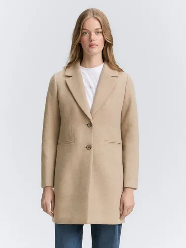 TOM TAILOR Denim Damen Mantel - Eleganter Funktionsmantel mit weichem Wollanteil, Reverskragen und Paspeltaschen. Ideal für stilvolle Auftritte bei kühlem Wetter – strapazierfähig und nachhaltig durch recycelte Wolle.