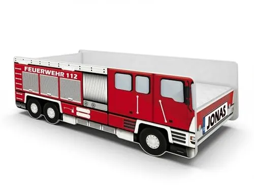ACMA Feuerwehrbett Kinder Autobett 160x80 cm – Mit Matratze & Lattenrost