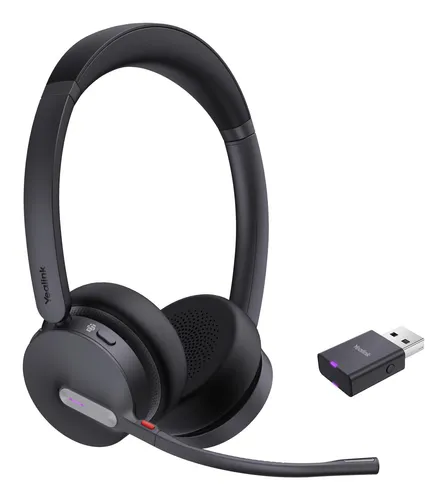 Yealink WH64 DECT & Bluetooth Hybrid Wireless Dual Headset - Headset mit Microsoft Teams Zertifizierung und Dual Wireless Technologie für bis zu 160 Meter Reichweite. Genießen Sie kristallklare Gespräche dank Acoustic Shield Technologie und ganztägigen Komfort.