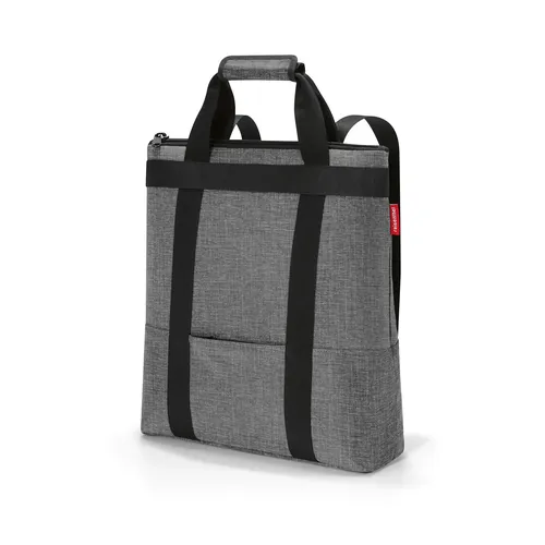 reisenthel Daypack HH Beutel/Rucksack Twist Silver (7052) - Tagesrucksack mit vielseitiger Nutzung als Tragetasche, gepolstert für Laptop oder Tablet, stylische wechselnde Oberflächenstruktur und praktische Klett-Tragehenkel.