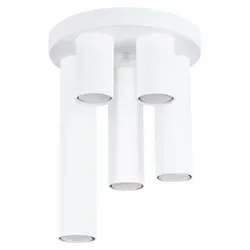 Moderne Deckenleuchte Metall B: 25 cm Weiß GU10 rund - Elegante Deckenleuchte aus Stahl mit spritzwassergeschütztem Design. Ideal für Wohnzimmer, Küche und Flur. Wählen Sie Ihre Leuchtmittel für individuelle Lichtakzente!