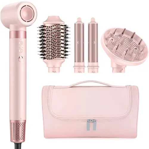 MESCOMB 5-in-1 Hairstyler & Airstyler mit Ionen Föhn & Auto-Lockenstab Set | Professionelles Styling, Volumen, Locken & Trocknen ohne Hitzeschäden – Mit Diffusor & Reisetasche