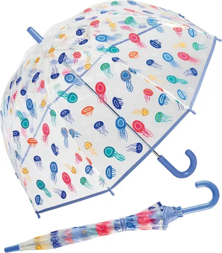 Benetton Kinder Stockschirm Regenschirm transparent Glocke Quallen Jellyfish
