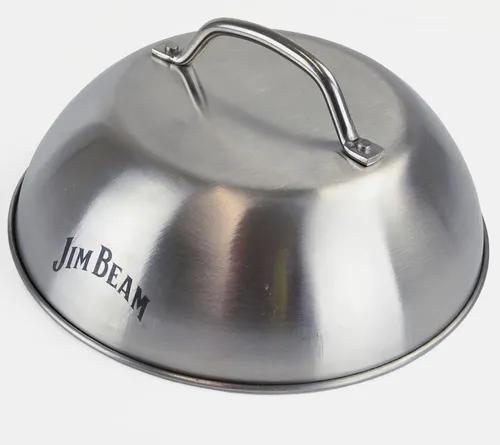 Jim Beam Burger Abdeckdeckel aus Edelstahl, Burgerhaube mit Handgriff, Rostfrei