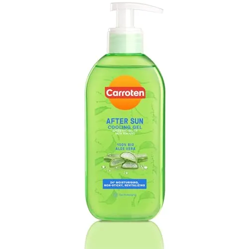 Carroten After Sun Cooling Gel 200 ml - 100% Bio Aloe Vera Gel - Kühlendes und Beruhigendes Feuchtigkeitsgel für Körper und Gesicht - Verlängert die Bräune, beugt Peeling vor