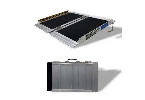 Baumarktplus TRUTZHOLM klappbare Rollstuhlrampe 91 cm - Transportgeräte & Rampen: Klappbare Aluminium-Rampe mit 272 kg Traglast, ideal für Rollstühle und Geräte. Integrierter Griff für einfachen Transport und sichere Friktionsbeschichtung.
