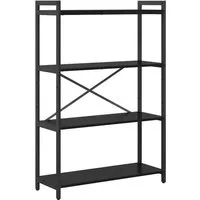 vidaXL Bücherregal aus schwarzem Eichenholz, 80 x 30 x 118 cm - Regal im Industrie-Stil mit viel Stauraum, verstellbaren Füßen und stabiler Kreuzstruktur, ideal für modernes Wohnen und kreative Deko-Präsentation.