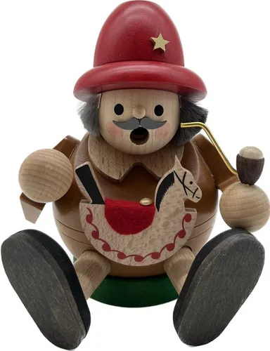 Richard Glaesser Räuchermännchen mit Reiterlein, 15cm - Handwerkskunst aus dem Erzgebirge - Nussknacker aus Holz, liebevoll handgefertigt und perfekt für die festliche Dekoration oder als Geschenk.