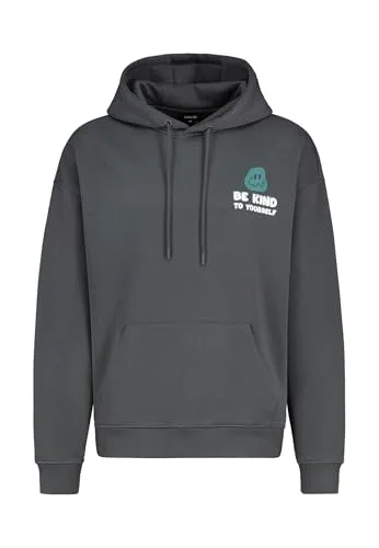 Sublevel Herren Sweathoodie Kapuzenpullover mit Print Dark-Grey XS