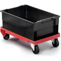 DURABLE Lagertrolley 1809693180 - Rot - Transportroller für Lagerboxen bis 250 kg, ideal für den einfachen Transport schwerer Lasten. Robuster Kunststoff und 4 Rollen für müheloses Manövrieren.