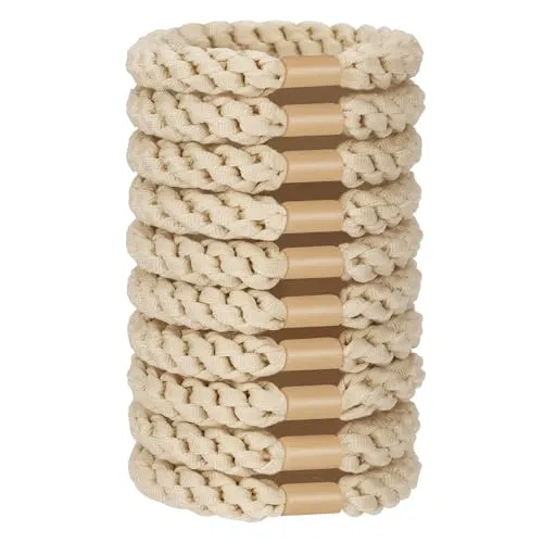 JessLab Haargummiset, 10 Stück Weiche Elastische Haargummis für Frauen Kein Schaden Elastische Haargummis Pferdeschwanz Halter Stretchige Haarbänder Stirnband Zubehör für Mädchen Damen, Beige