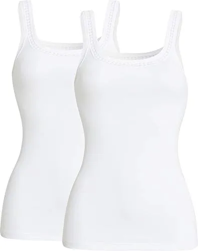 con-ta Damen-Unterhemd 2er-Pack Feinripp weiß Größe 44