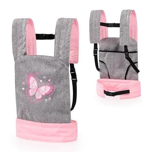 Bayer Doll Carrier - Grey & Pink (62233AA) - Puppen Zubehör - Praktischer Tragetasche für Puppen, ideal für unterwegs und fördert das Rollenspiel der Kinder.